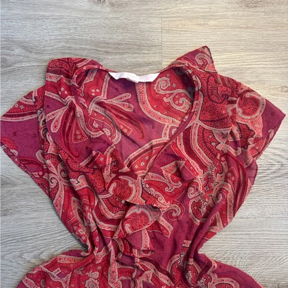 Vintage 2000s Victoria's Secret Mesh Pink Paisley Ruffle Blouse - Picture 3 of 5